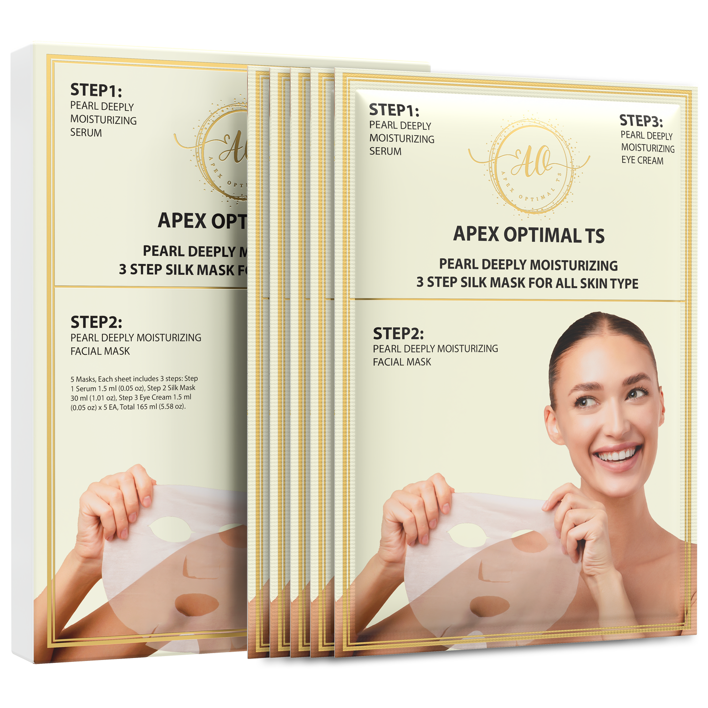 3-Step Pearl Silk Hydrating Facial Mask - Includes Serum & Eye Cream