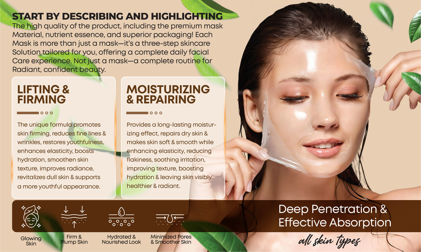 3-Step Pearl Silk Hydrating Facial Mask - Includes Serum & Eye Cream