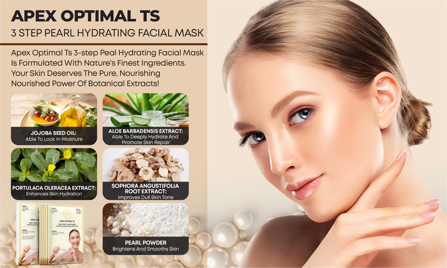 3-Step Pearl Silk Hydrating Facial Mask - Includes Serum & Eye Cream
