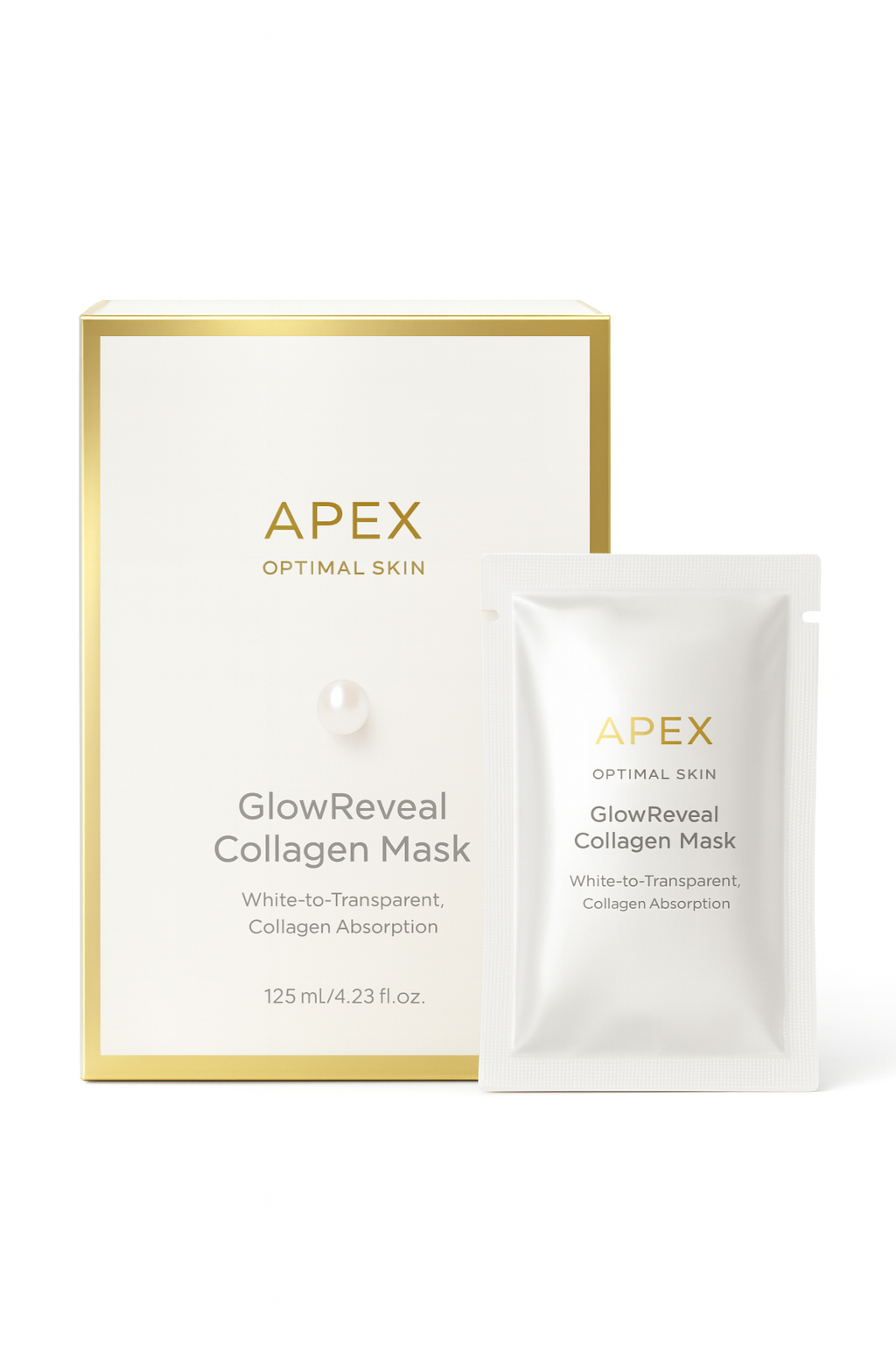 Premium GlowReveal Collagen Mask White-to-Transparent, Collagen Absorption