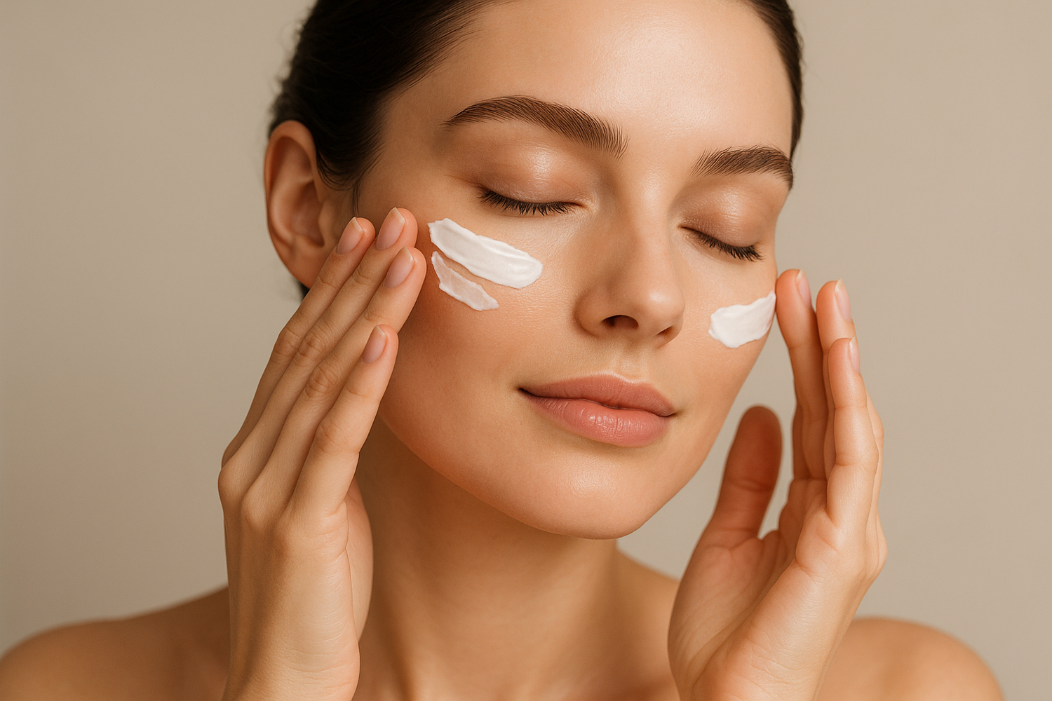 need a beautiful model to put some cream under eyes and face