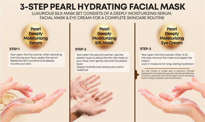 3-Step Pearl Silk Hydrating Facial Mask - Includes Serum & Eye Cream