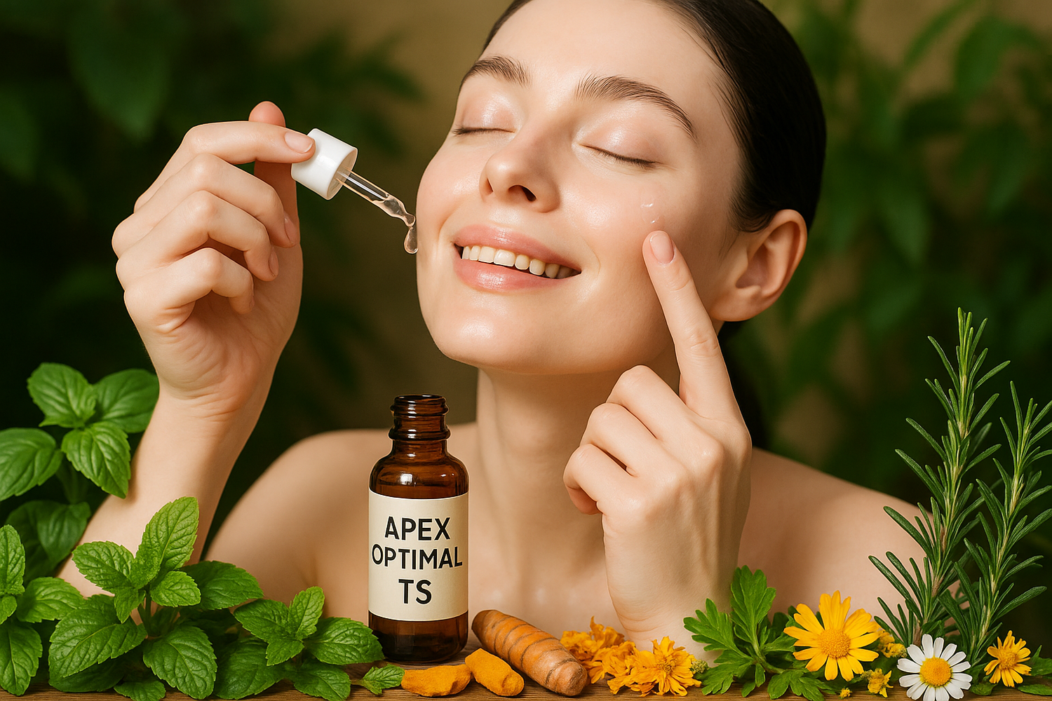 the model needs to put one drop on the face, and look like very enjoying
